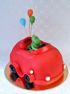 Dínós autós torta