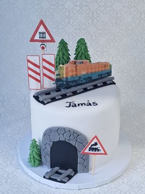 Vonatos alagút torta